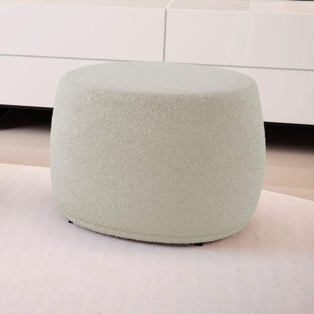 Puff Decorativo Living Aisha Orgânico Bouclê Bege - Abmaza - 2