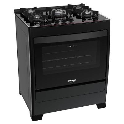 Fogão Supreme Glass 5 bocas com Mesa de Vidro com Acendimento Automático Preto Dako Bivolt