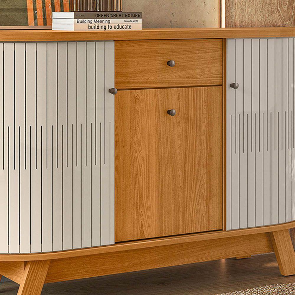 Balcão Aparador Buffet Sala De Estar 136cm Wylan Cinamomo/off White M20 - D'rossi - 4