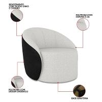 Poltrona Sala Orgânica Kit 2 Lua Giratória Sintético Pu Preto/linho Cinza D03 - D'rossi - 3