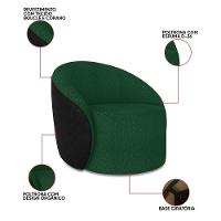 Poltrona Sala Orgânica Kit 2 Lua Giratória Sintético Pu Preto/bouclê Verde D03 - D'rossi - 3