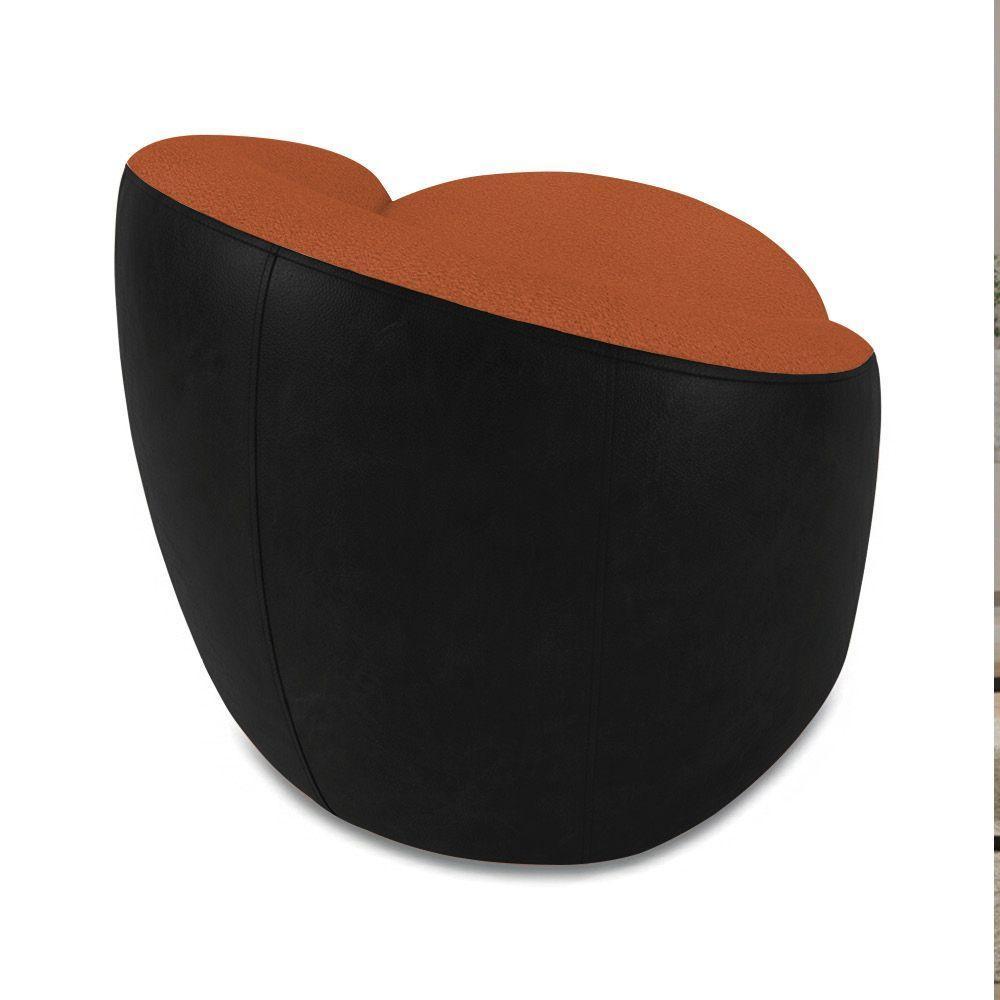 Poltrona Sala Orgânica Kit 2 Lua Giratória Sintético Pu Preto/bouclê Terra D03 - D'rossi - 3