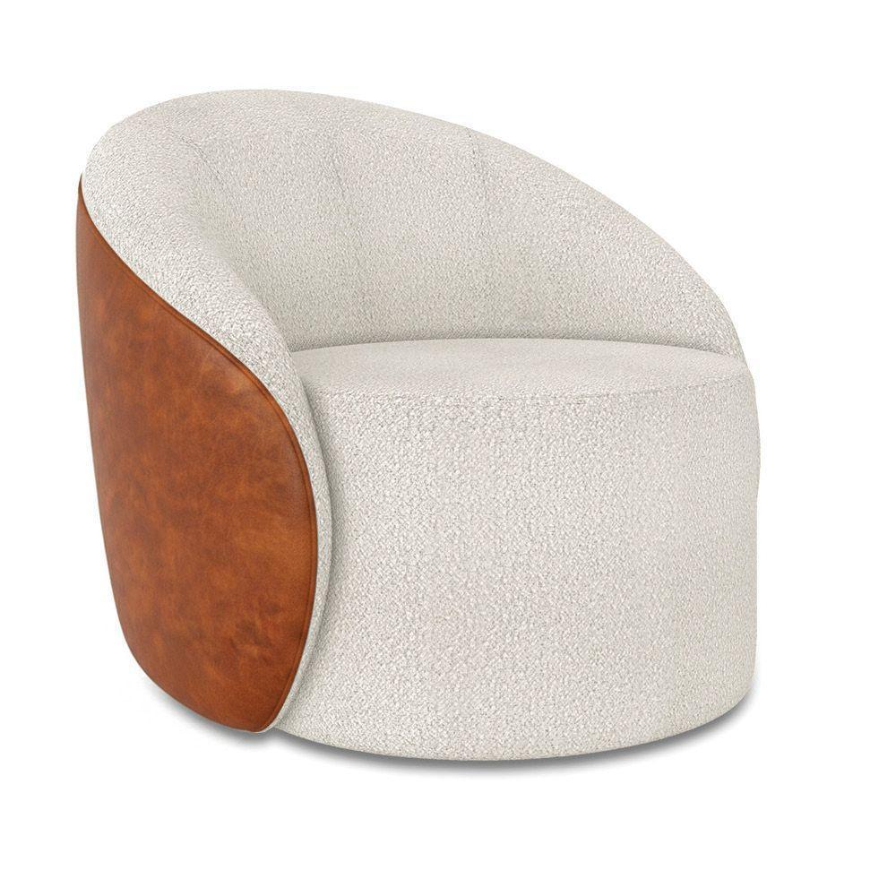 Poltrona Sala Orgânica Kit 2 Lua Giratória Sintético Pu Nozes/bouclê Cinza D03 - D'rossi - 5