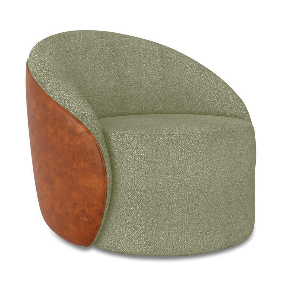 Poltrona Sala Orgânica Kit 2 Lua Giratória Sintético Pu Nozes/bouclê Pistache D03 - D'rossi - 5