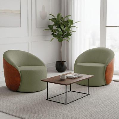 Kit 2 Poltronas Para Sala Lua Orgânica Giratória Sintético PU Marrom Verde D'Rossi