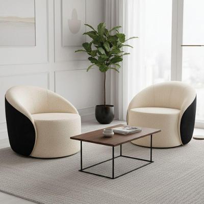 Kit 2 Poltronas Sala Lua Orgânica Giratória Couro Sintético Preto Bege D'Rossi