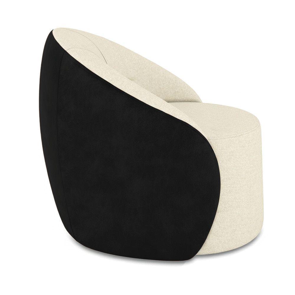 Poltrona Sala Orgânica Kit 2 Lua Giratória Sintético Pu Preto/linho Bege D03 - D'rossi - 6