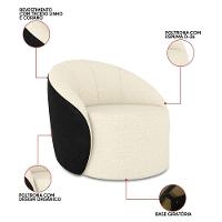 Poltrona Sala Orgânica Kit 2 Lua Giratória Sintético Pu Preto/linho Bege D03 - D'rossi - 3