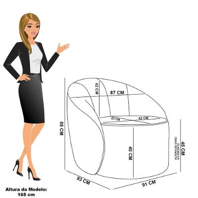 Poltrona Sala Orgânica Kit 2 Lua Giratória Sintético Pu Preto/bouclê D03 - D'rossi Cor Terra