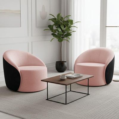 Poltrona Sala Orgânica Kit 2 Lua Giratória Sintético Pu Preto/bouclê D03 - D'rossi Cor Rose