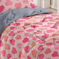 Edredom Buettner Solteiro Malha Basic Estampado Coraçoes 150mx220m Rosa - 3