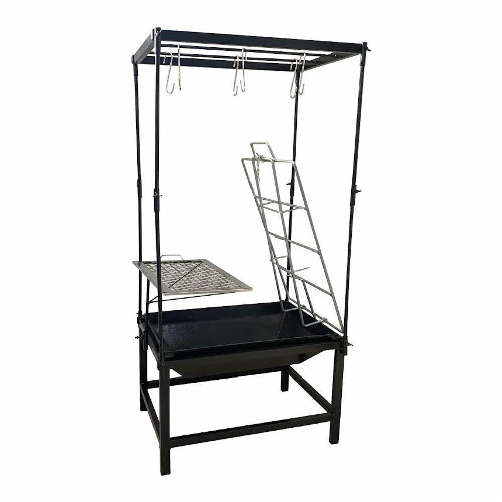 Estação Churrasco Fogo De Chão Lareira Grelha Aço E Varal - 1