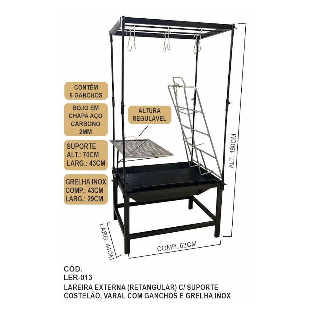 Estação Churrasco Fogo De Chão Lareira Grelha Aço E Varal - 3
