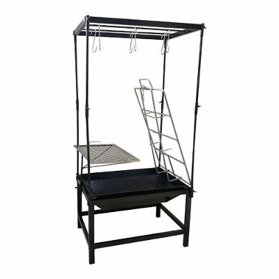 Estação Churrasco Fogo De Chão Lareira Grelha Aço E Varal