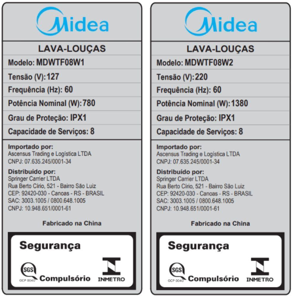 Lava Louças 8 Serviços Branca Touch Plus Midea MDWTF08W1 - 110V - 7