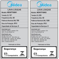 Lava Louças 8 Serviços Branca Touch Plus Midea MDWTF08W1 - 110V - 7
