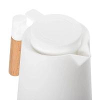 Garrafa Térmica Design Cabo Madeira Botão Abre Fácil Branca - Vivaflor Decor - 3