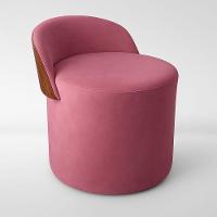Puff Encosto Corino Redondo Suede Sala Penteadeira Quarto Cor:rose - 2