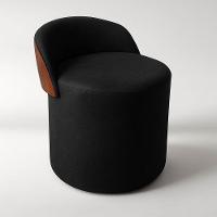 Puff Encosto Corino Redondo Suede Sala Penteadeira Quarto Cor:preto - 2