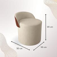 Puff Encosto Corino Redondo Suede Sala Penteadeira Quarto Cor:preto - 3