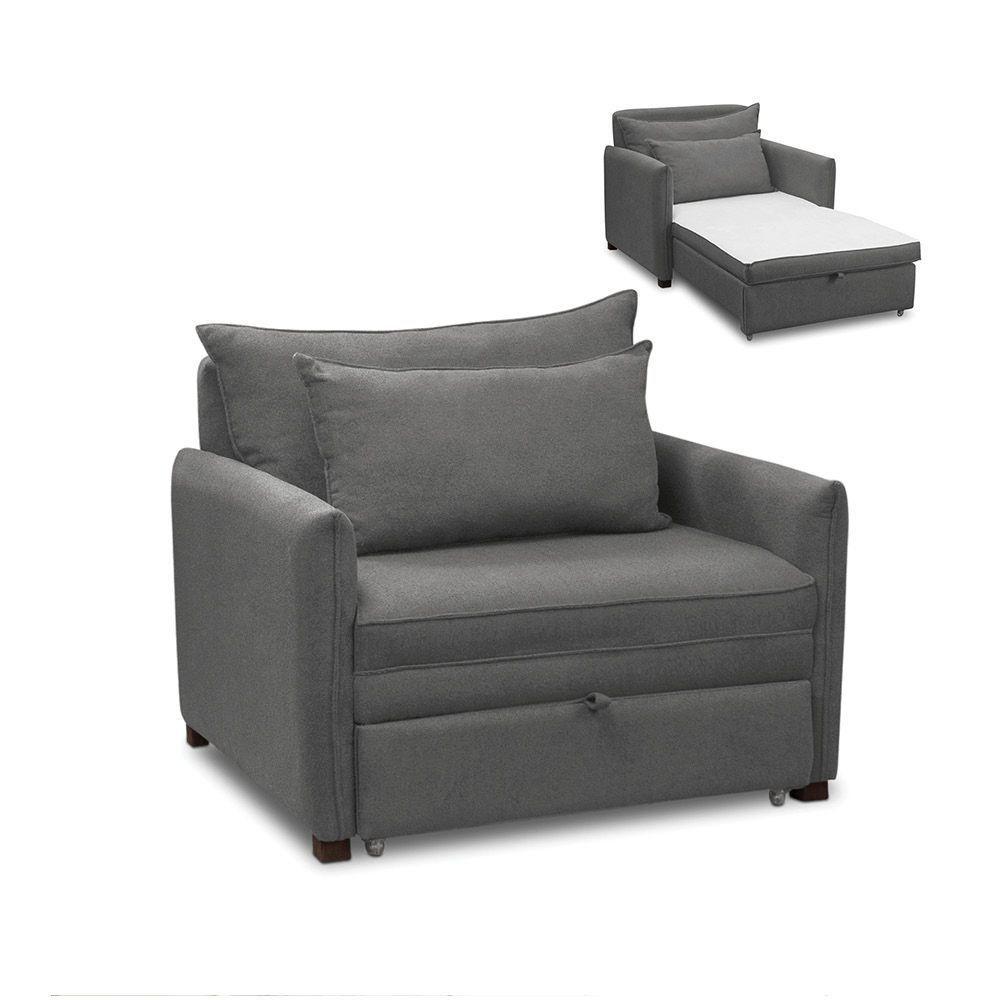 Poltrona Cama Retrátil Solteiro Com Rodízio Cloe Bouclê Cinza Escuro E03 - D'rossi - 4
