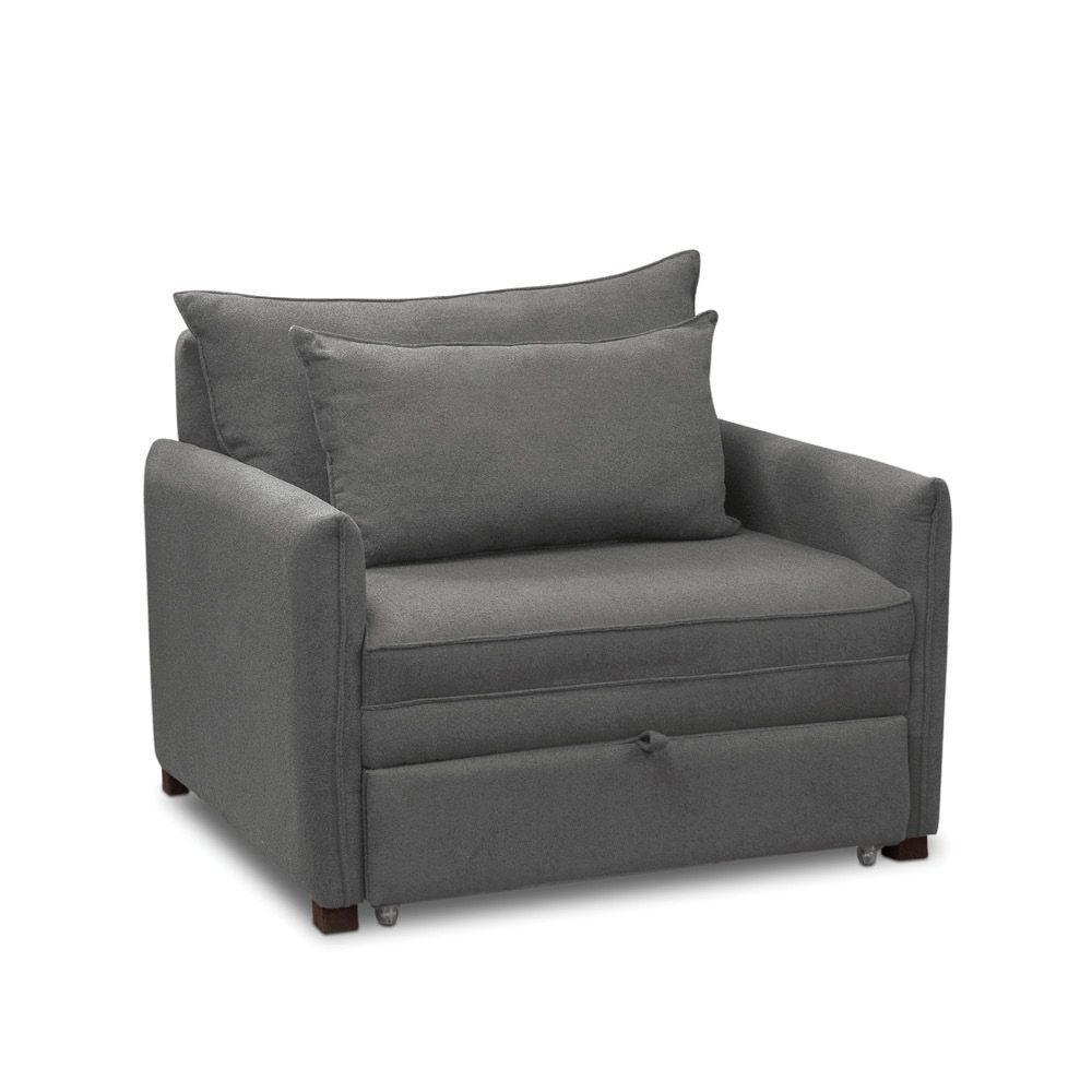 Poltrona Cama Retrátil Solteiro Com Rodízio Cloe Bouclê Cinza Escuro E03 - D'rossi - 8