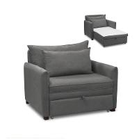 Poltrona Cama Retrátil Solteiro Com Rodízio Cloe Bouclê Cinza Escuro E03 - D'rossi