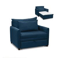 Poltrona Cama Retrátil Solteiro Com Rodízio Cloe Bouclê Azul Marinho E03 - D'rossi - 2