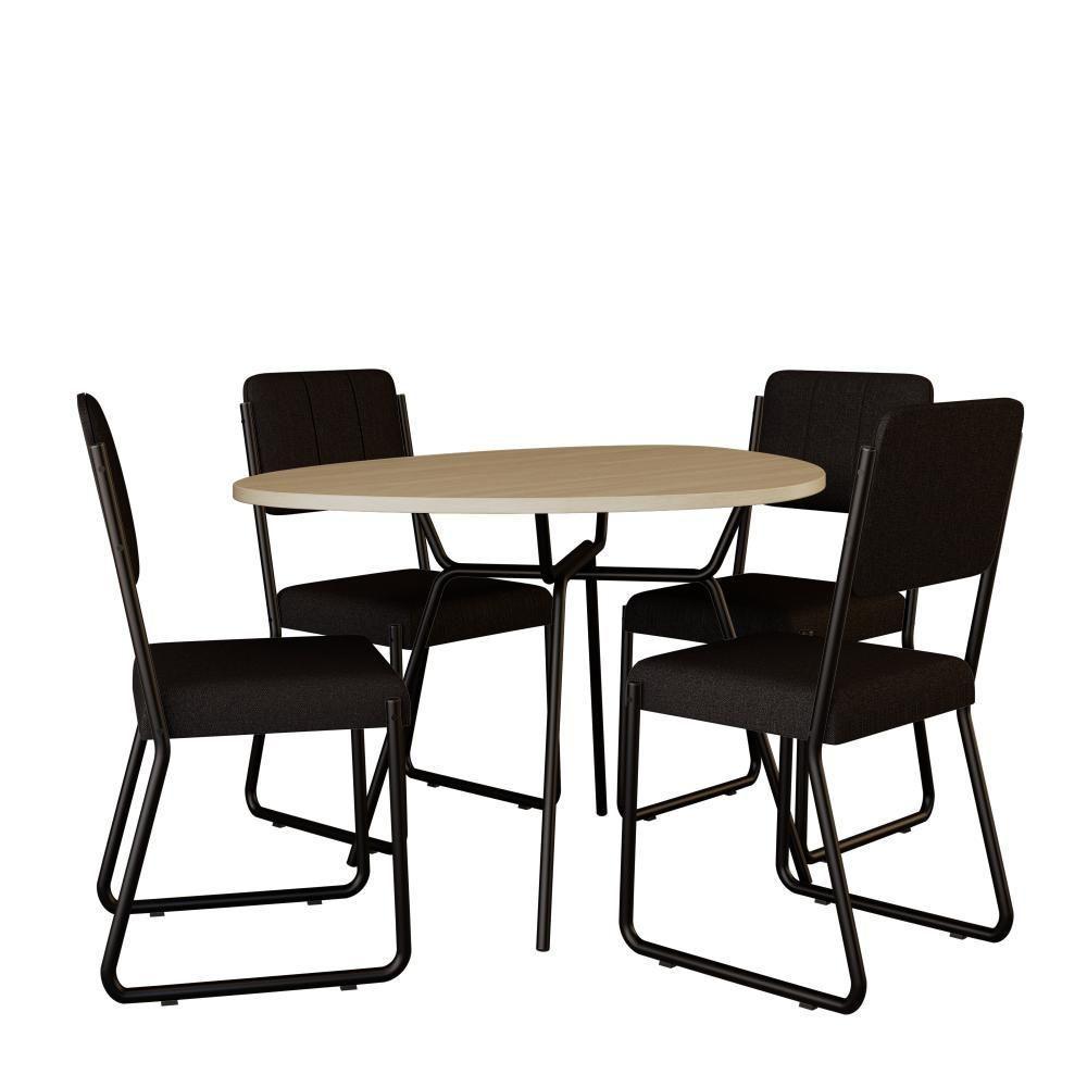 Conjunto Mesa De Jantar Soho Orgânica C/ 04 Cadeiras Next Est.preta - Ciliegio E Preto Ciliegio E Preto - 2