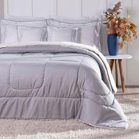 Kit 5 Pçs Coberdrom Casal King Soft Hipercal 400 Fios Dupla Face Cinza - 3