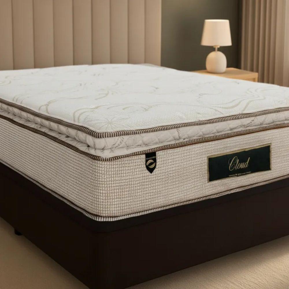 Cama Box Baú Casal Suede + Colchão Cloud Pillow Top Molas Ensacadas Luckspuma 138x188x74 Marrom - 8