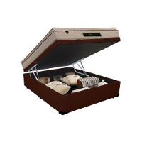 Cama Box Baú Casal Suede + Colchão Cloud Pillow Top Molas Ensacadas Luckspuma 138x188x74 Marrom - 6