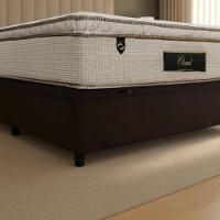 Cama Box Baú Casal Suede + Colchão Cloud Pillow Top Molas Ensacadas Luckspuma 138x188x74 Marrom - 7