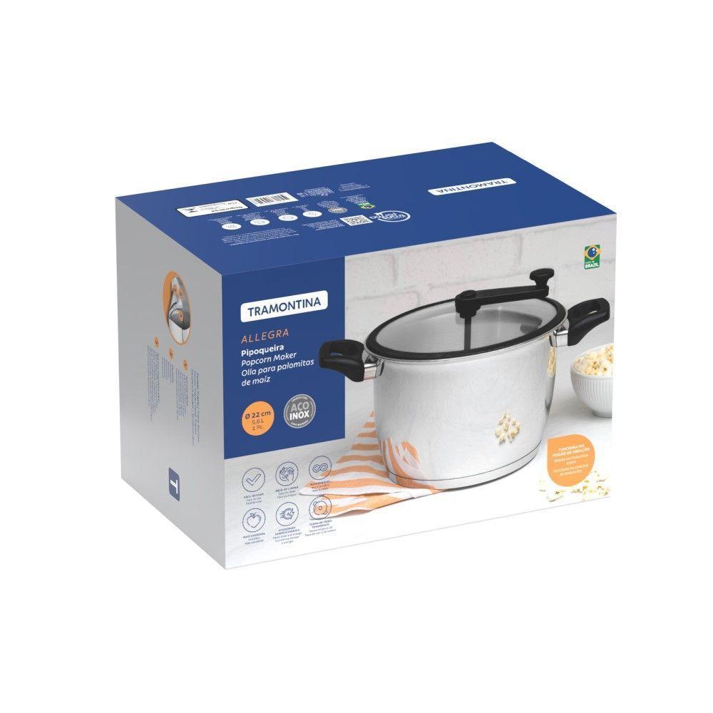 Pipoqueira Allegra Indução 22 Cm 5,6 L Em Aço Inox Com Fundo Triplo Tramontina 62658/220 - 3