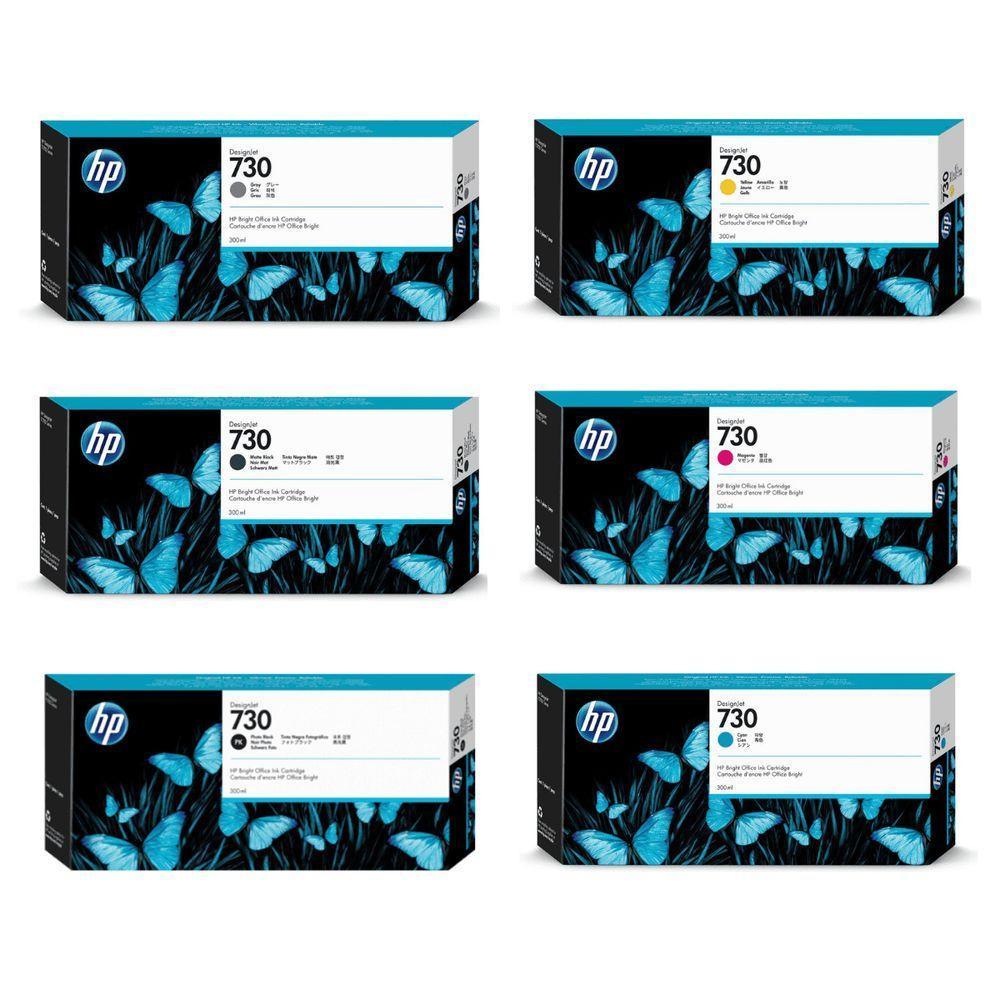 Kit De Cartucho De Tinta Hp 730 Plotter Hp T1600 T1700 Original 300ml - 1