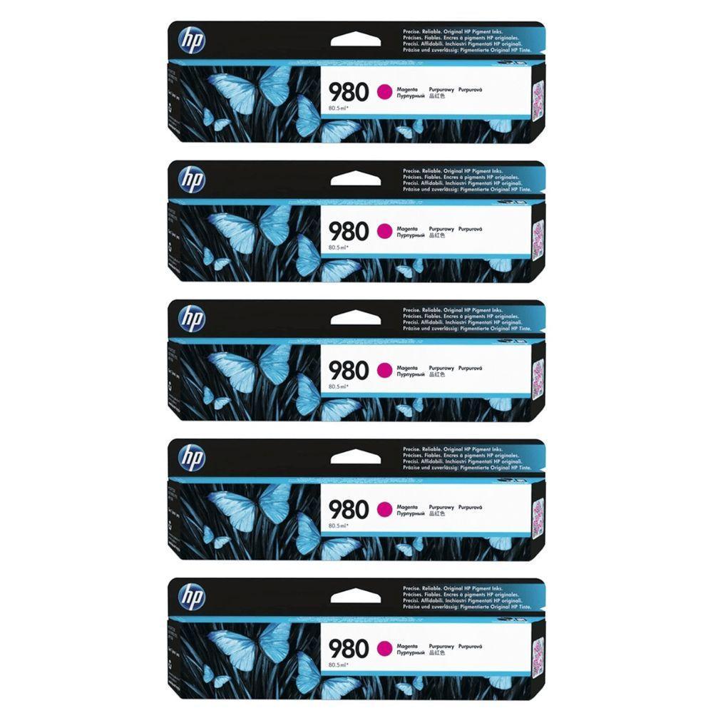 Cartucho De Tinta Hp 980 Magenta D8j08a D8j10a Ax585z X555dn X555xh X585dn X585f Kit 5x - 1