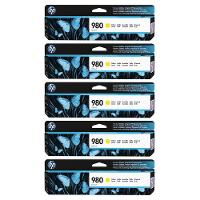 Cartucho De Tinta Hp 980 Amarelo D8j09a D8j10a Ax585z X555dn X555xh X585dn X585f Kit 5x - 1