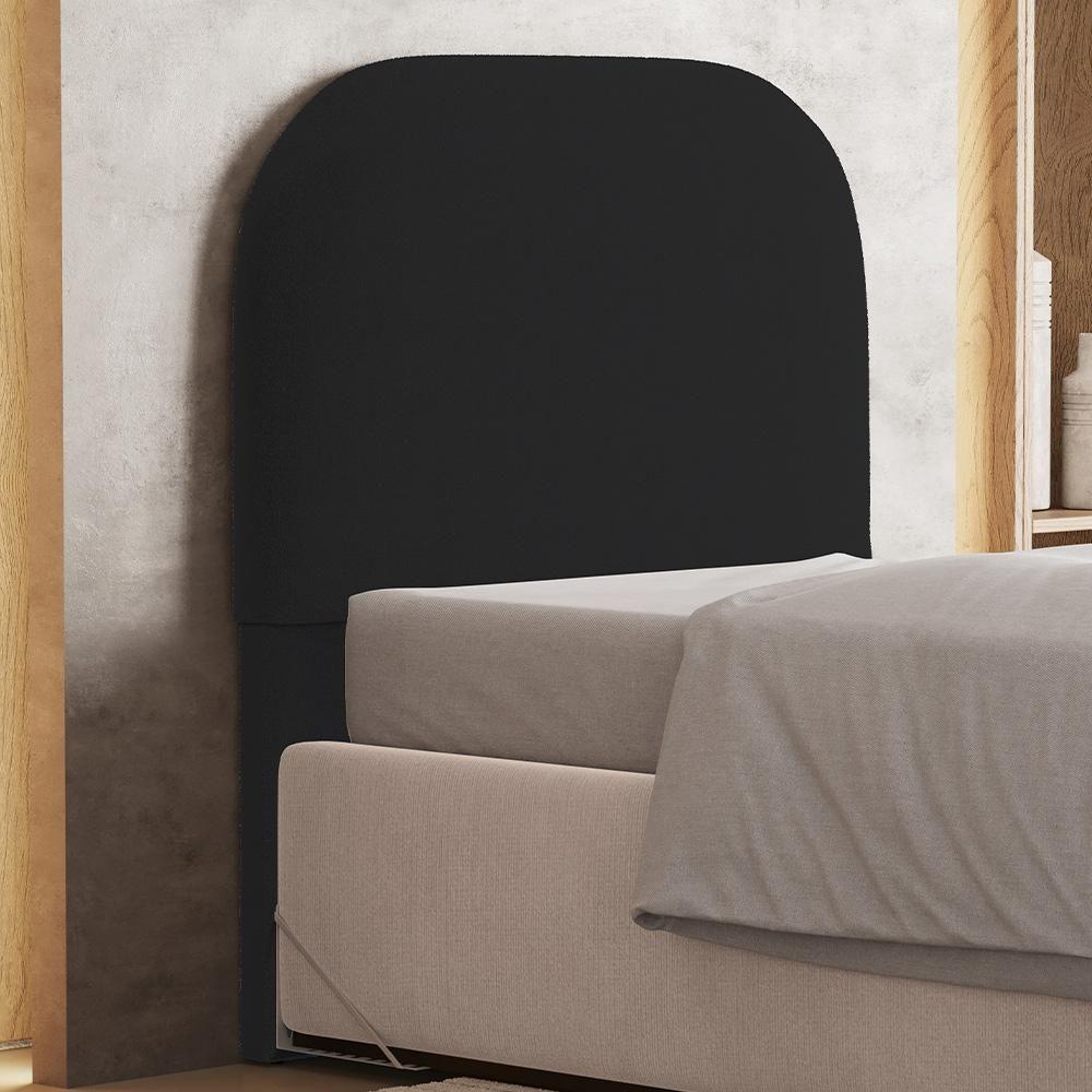 Cabeceira Cama Box 100cm Orgânica Lanna W01 Bouclê Preto - Lyam Decor - 6