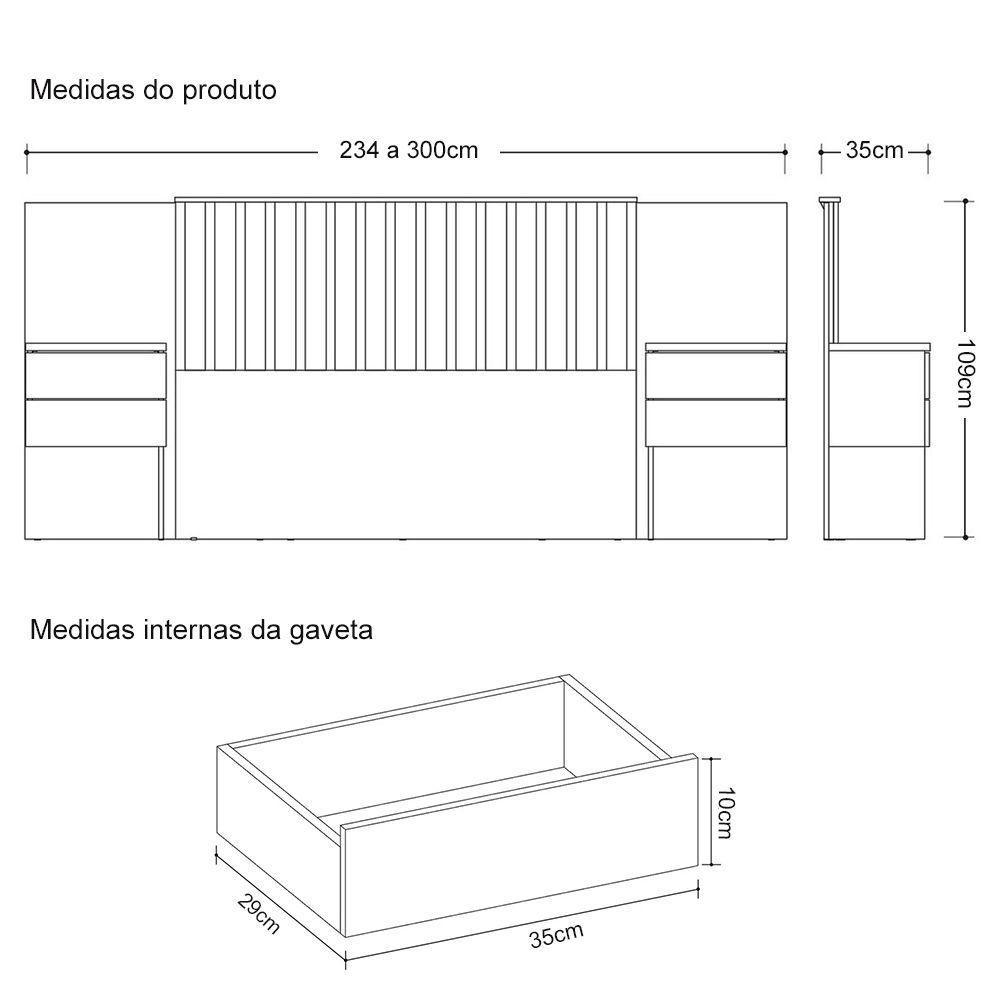 Cabeceira Cama King Sampa Com Painel Ripado Extensível E Mesas Laterais ? Cinamomo - 3