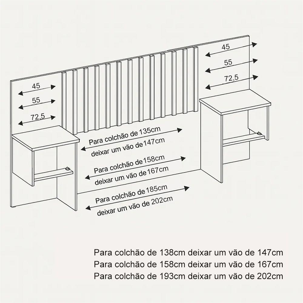 Cabeceira Cama King Sampa Com Painel Ripado Extensível E Mesas Laterais ? Cinamomo - 4