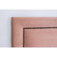 Cabeceira Casal Reta Luxo 140x60 Veludo Rosê - Tachas Fumê - 3