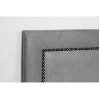 Cabeceira Casal Reta Luxo 140x60 Suede Cinza - Tachas Fumê - 3