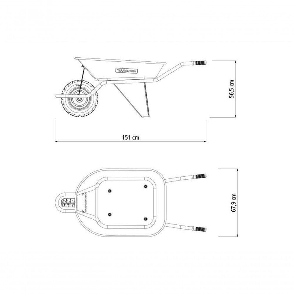 Carrinho De Mão Tramontina Com Caçamba Extrafunda Metálica Laranja 80 Litros Braço Metálico E Pneu Com Câmara - 3