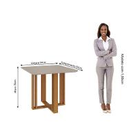 Conjunto Mesa De Cozinha Flora Tampo Madeirado Com Vidro 95x95cm E 4 Cadeiras Nicole Nature Suede Nude Bege Cimol - 7