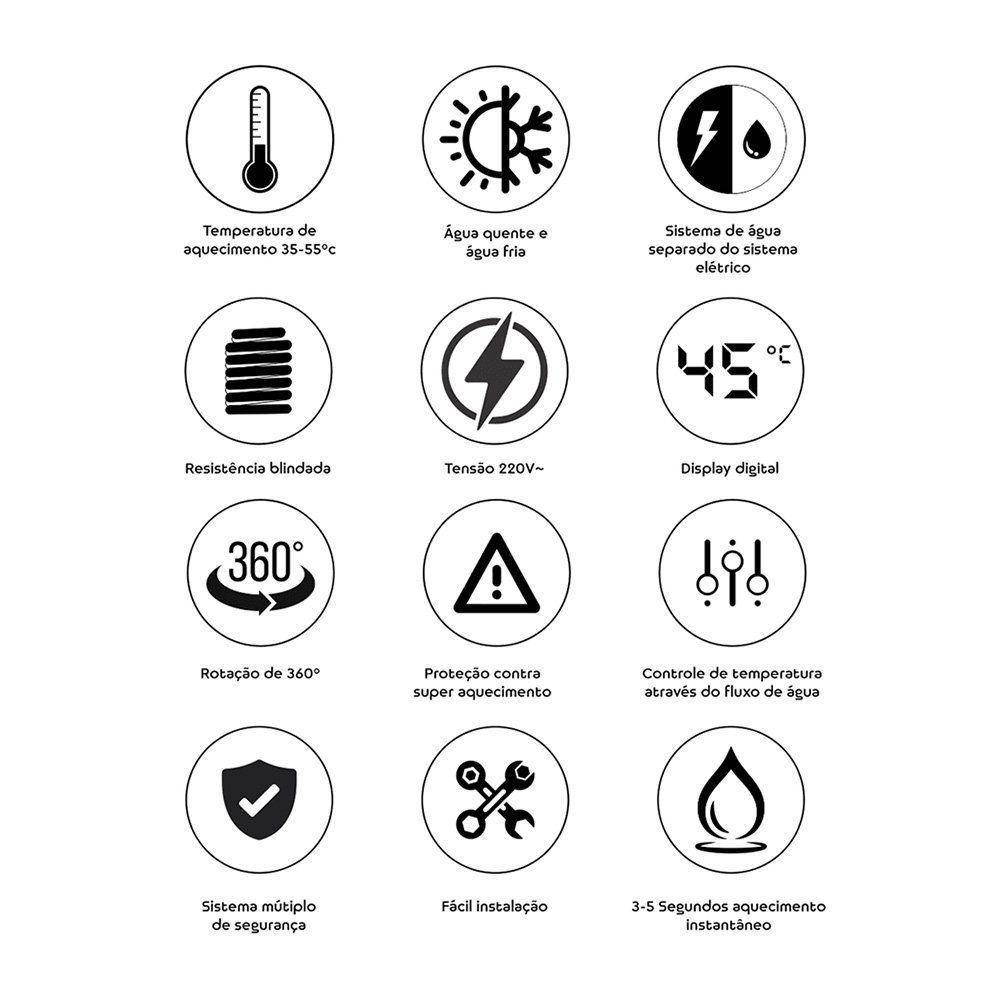 Torneira Elétrica Fame Com Resistência Blindada De Bancada Inox Escovado 220v - 2