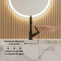 Torneira Pia Lavatório Mesa Bica Móvel 1/4v Preto Fosco Luxo - 5