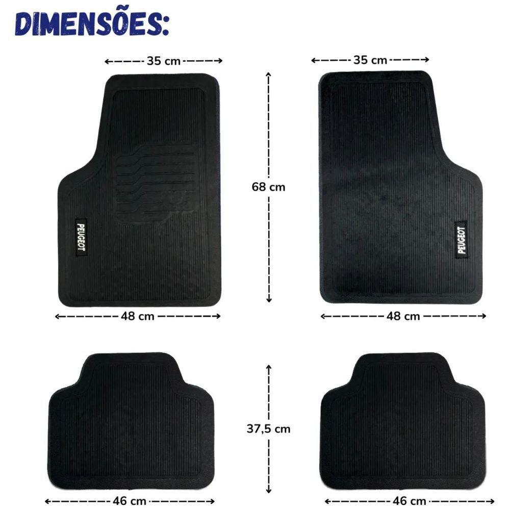 Tapete Universal Para Linha Peugeot Emborrachado Carro 4 Peças - 4