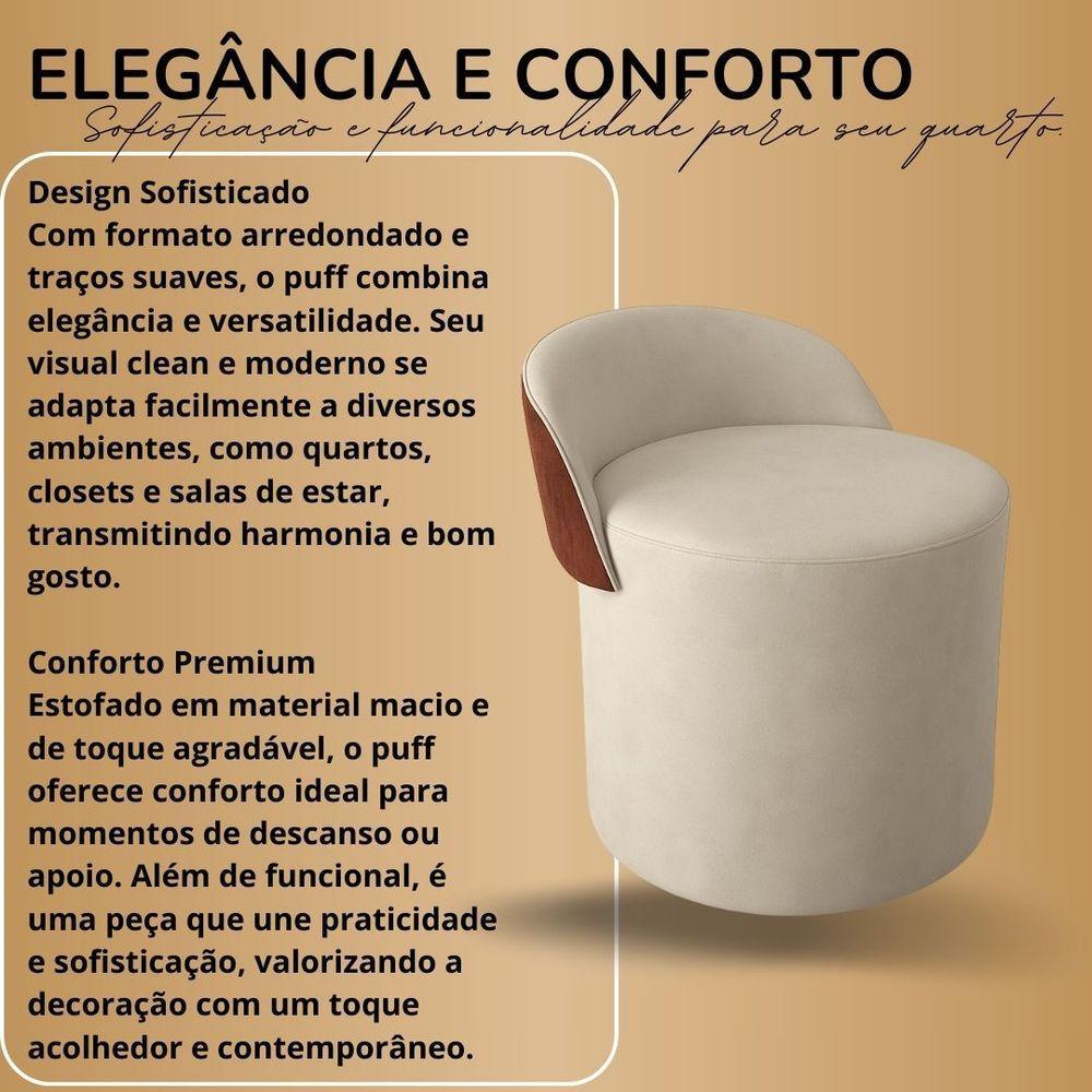 Puff Encosto Corino Redondo Suede Sala Penteadeira Quarto Cor:terracota - 2