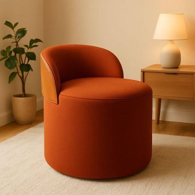 Puff Encosto Corino Redondo Suede Sala Penteadeira Quarto Cor:terracota