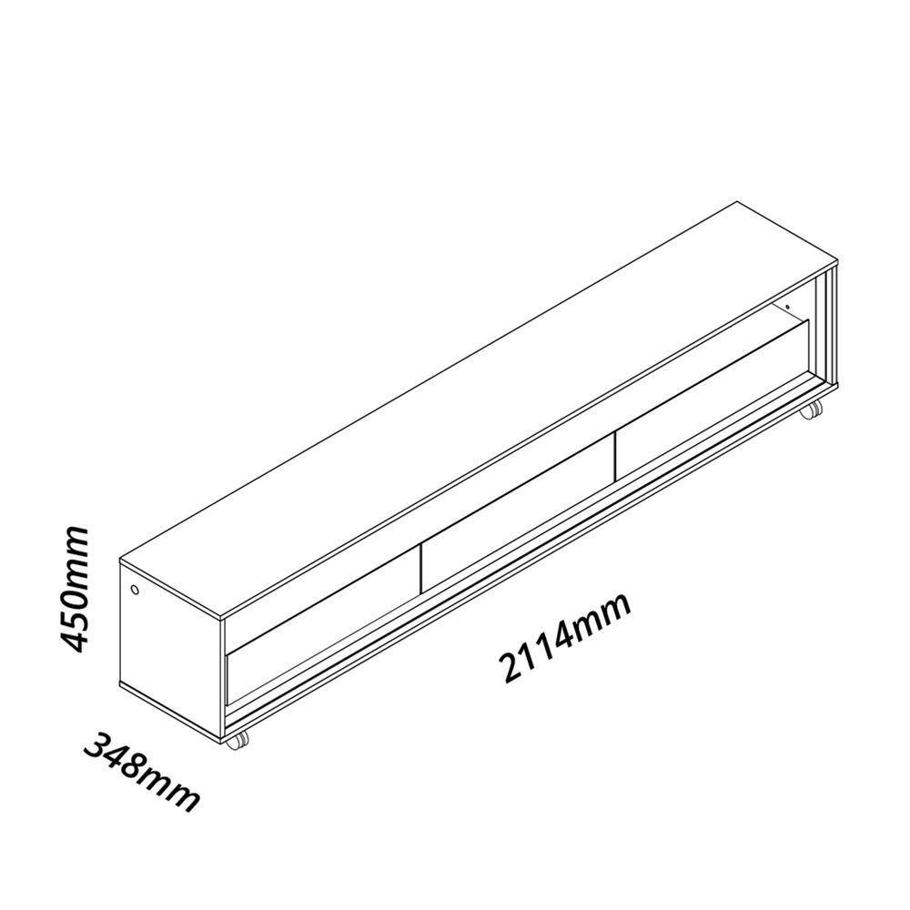 Rack Para Sala Com Led E Rodizios Off White Com Azul Royal Requinte 2.12 - Gelius Móveis - 3